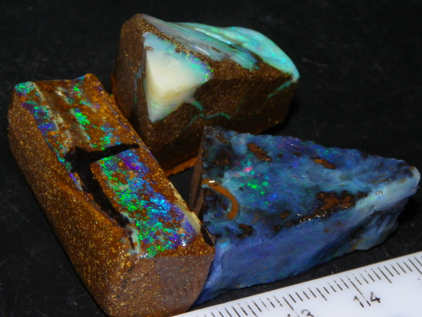 3 Nice Rough/Sliced Boulder Opal specimens 172.5cts Queensland Australia