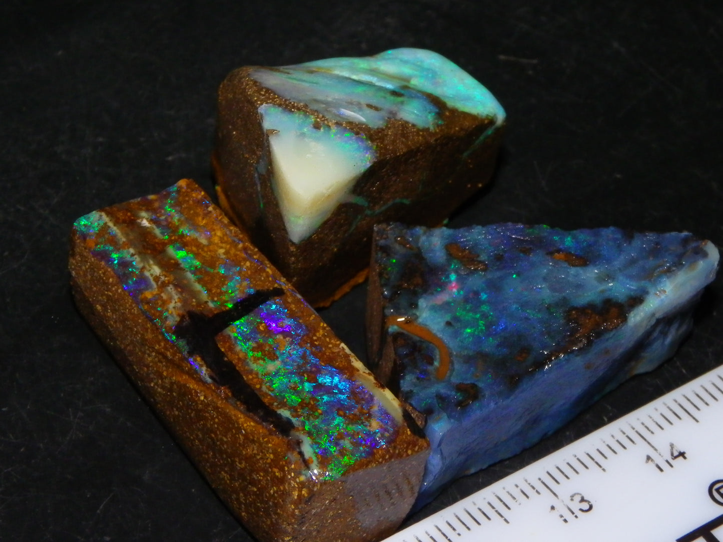 3 Nice Rough/Sliced Boulder Opal specimens 172.5cts Queensland Australia