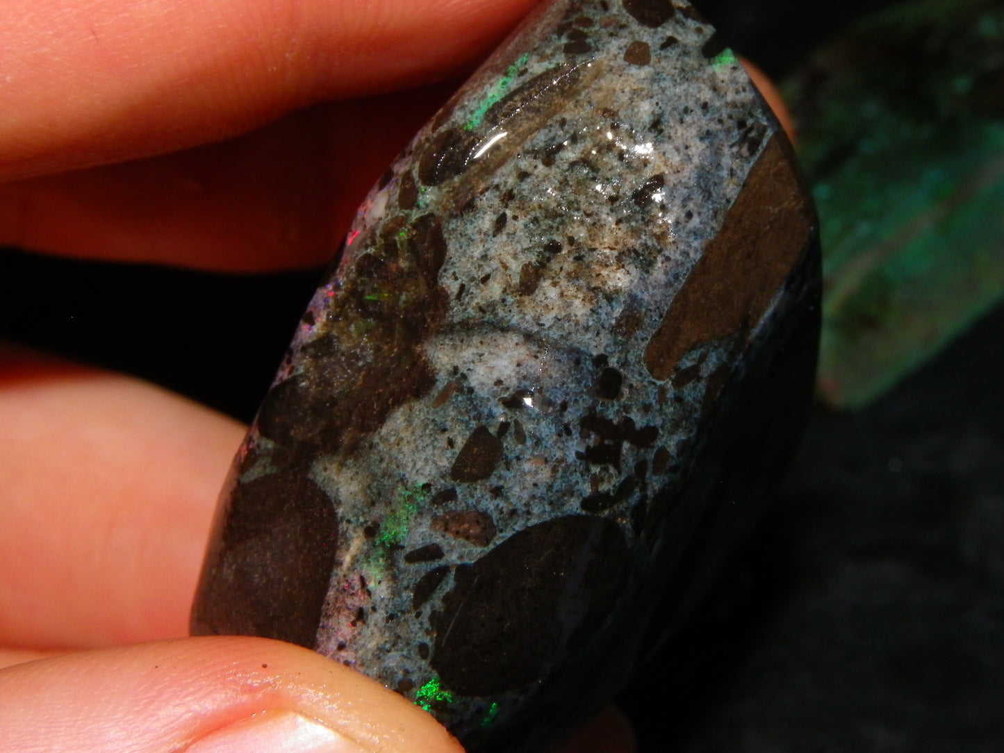 2 Treated/Andamooka Matrix Opal Rough Specimens 417cts Green/Pink Fires