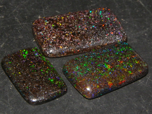 3 Nice Cut/Polished/Coated Andamooka Matrix Opals 28.5cts Multicolour Fires