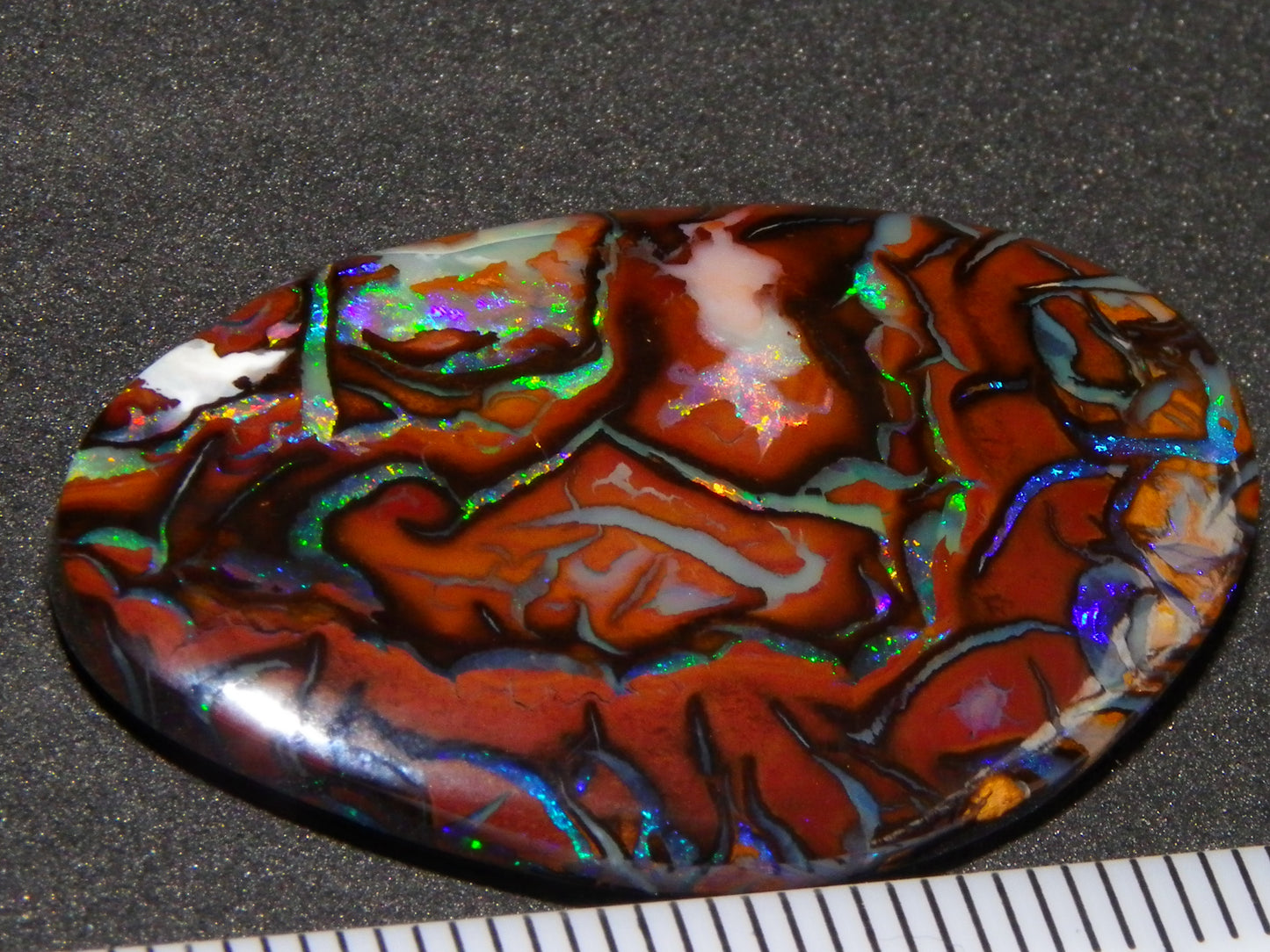 Quality Cut/Polished Koroit Opal Cab 33.78cts Double sided Pattern/Fires Queensland Australia