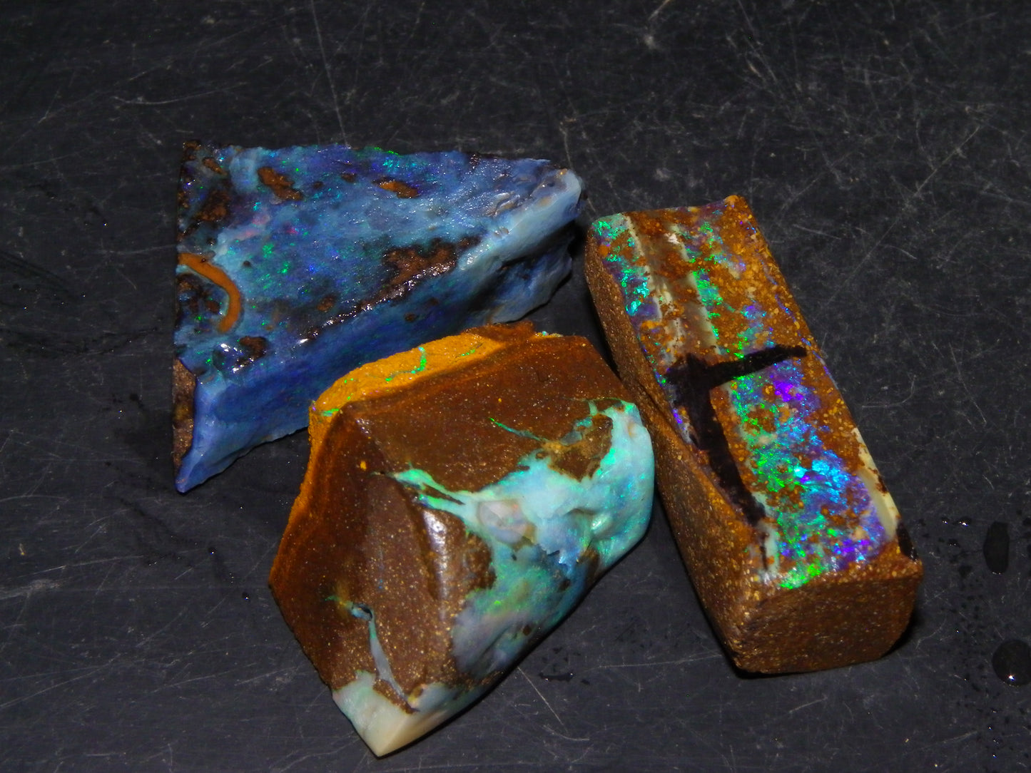 3 Nice Rough/Sliced Boulder Opal specimens 172.5cts Queensland Australia