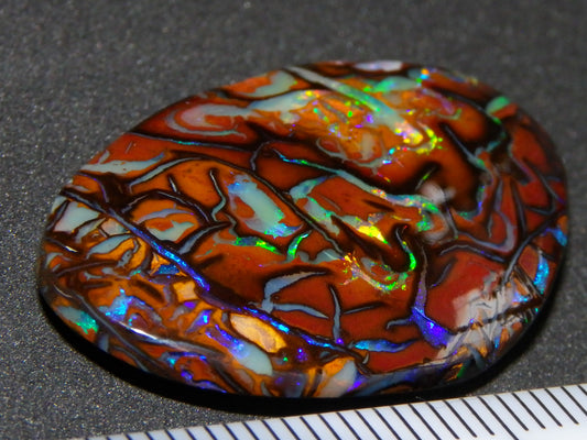 Quality Cut/Polished Koroit Opal Cab 33.78cts Double sided Pattern/Fires Queensland Australia