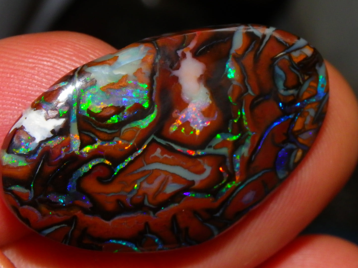 Quality Cut/Polished Koroit Opal Cab 33.78cts Double sided Pattern/Fires Queensland Australia