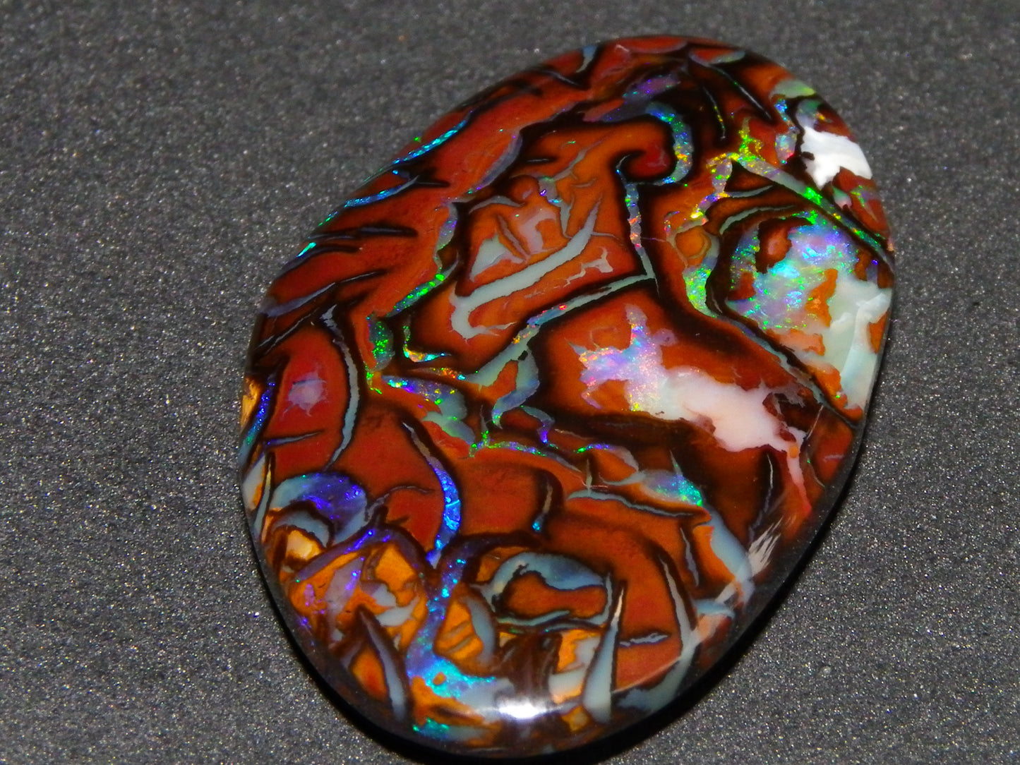 Quality Cut/Polished Koroit Opal Cab 33.78cts Double sided Pattern/Fires Queensland Australia