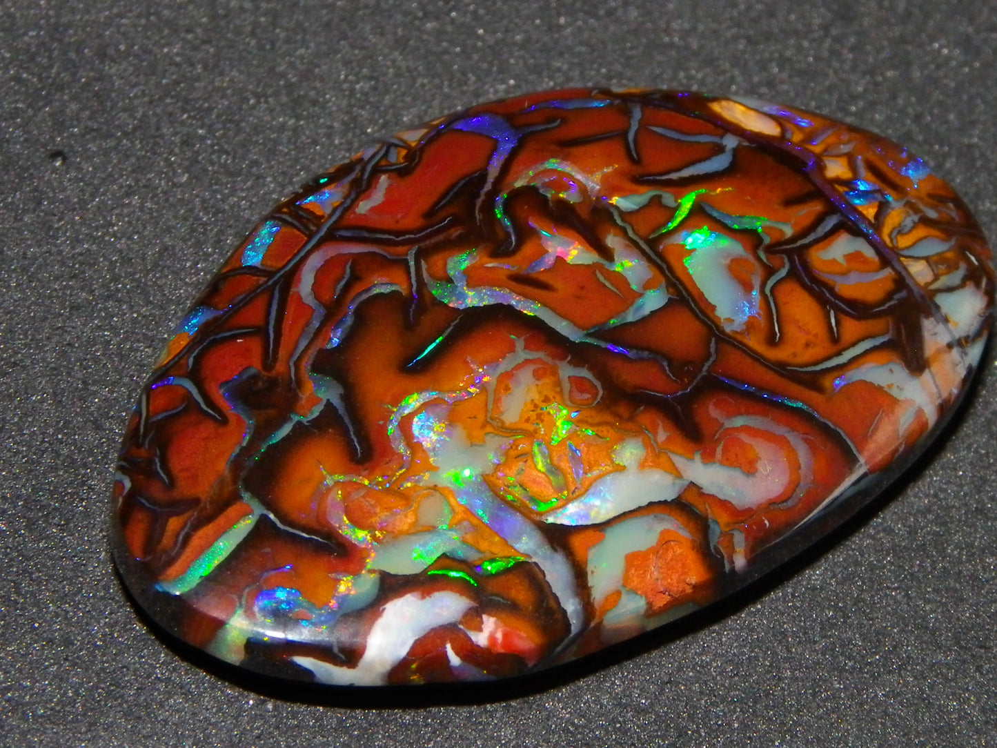 Quality Cut/Polished Koroit Opal Cab 33.78cts Double sided Pattern/Fires Queensland Australia