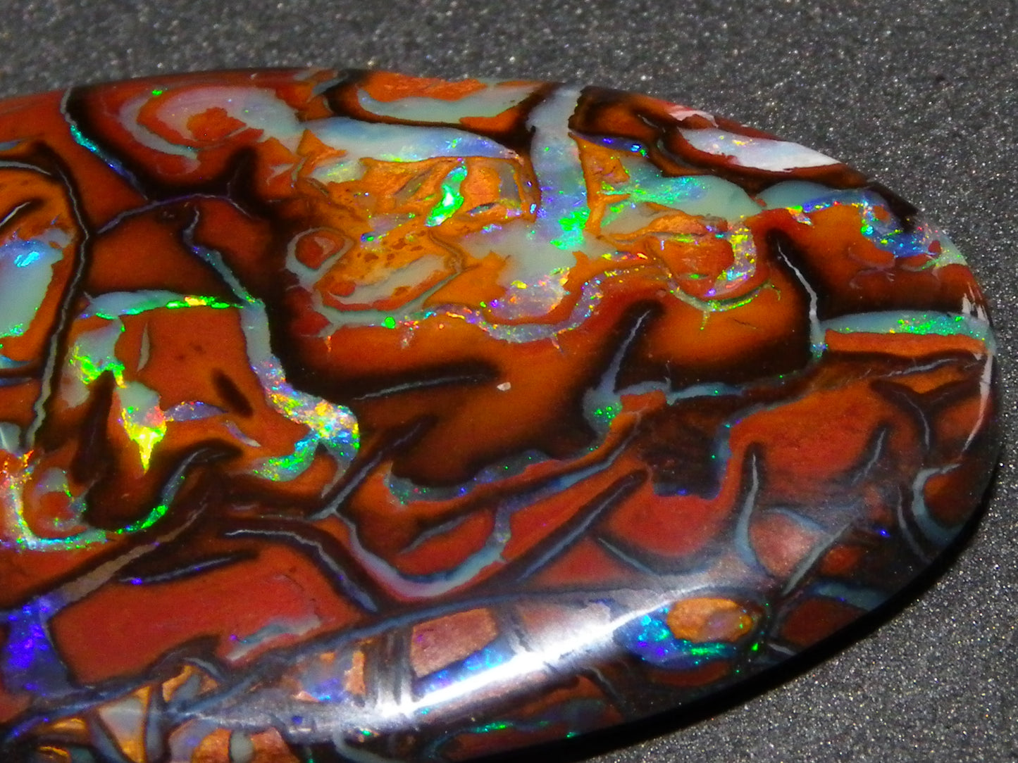 Quality Cut/Polished Koroit Opal Cab 33.78cts Double sided Pattern/Fires Queensland Australia