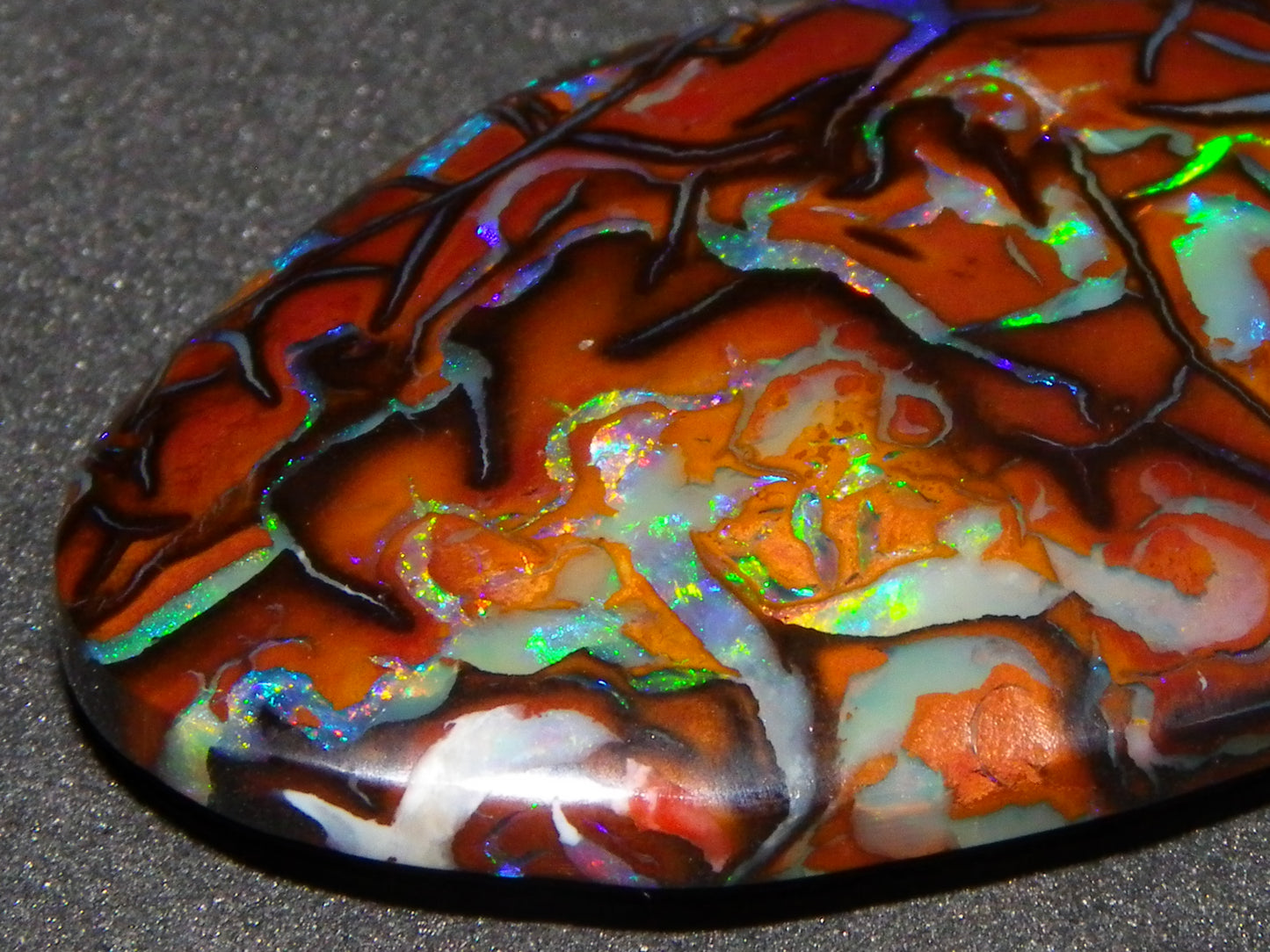 Quality Cut/Polished Koroit Opal Cab 33.78cts Double sided Pattern/Fires Queensland Australia