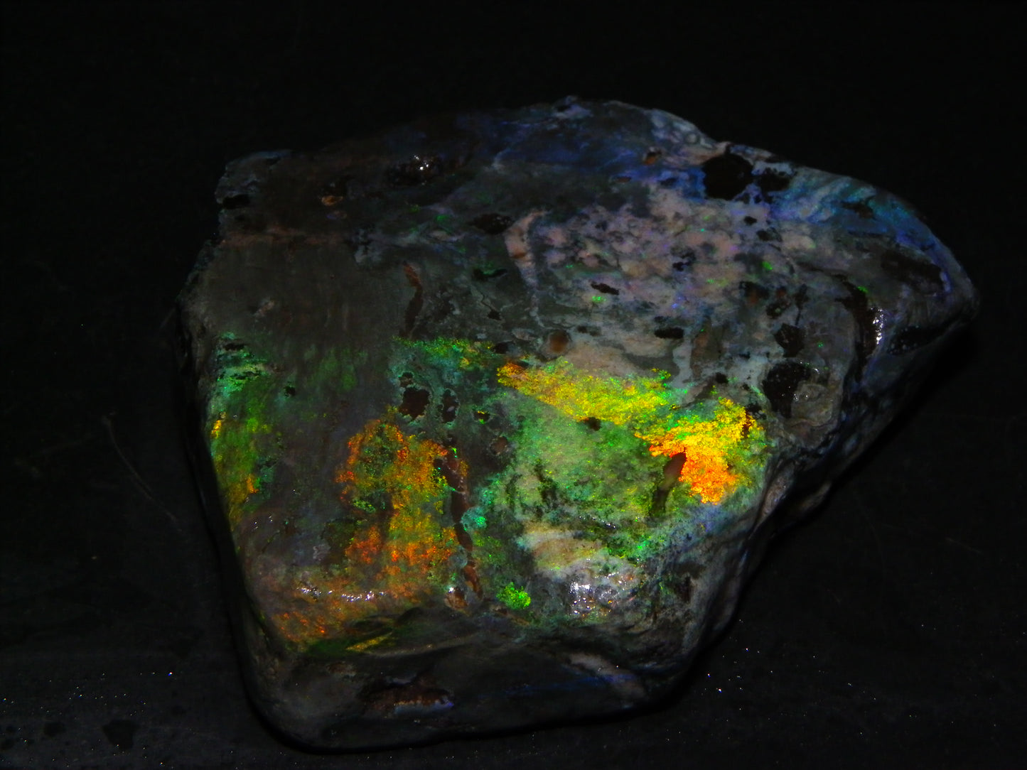 NIce Chunk Rough/Treated Andamooka Matrix Opal 628cts Multicolour Fires/Bars