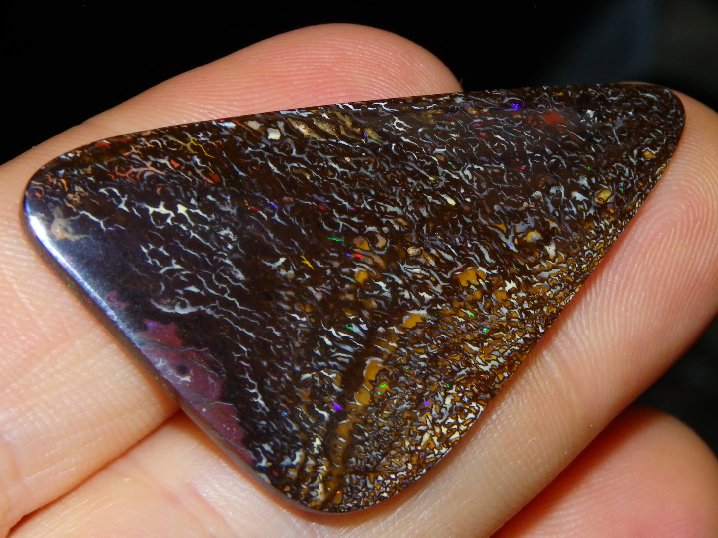 Nice Cut/Polished Koroit Opal Freeform 41.4cts Great Patterns/Some Fires :)