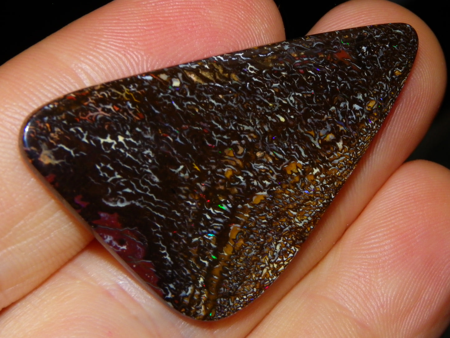 Nice Cut/Polished Koroit Opal Freeform 41.4cts Great Patterns/Some Fires :)