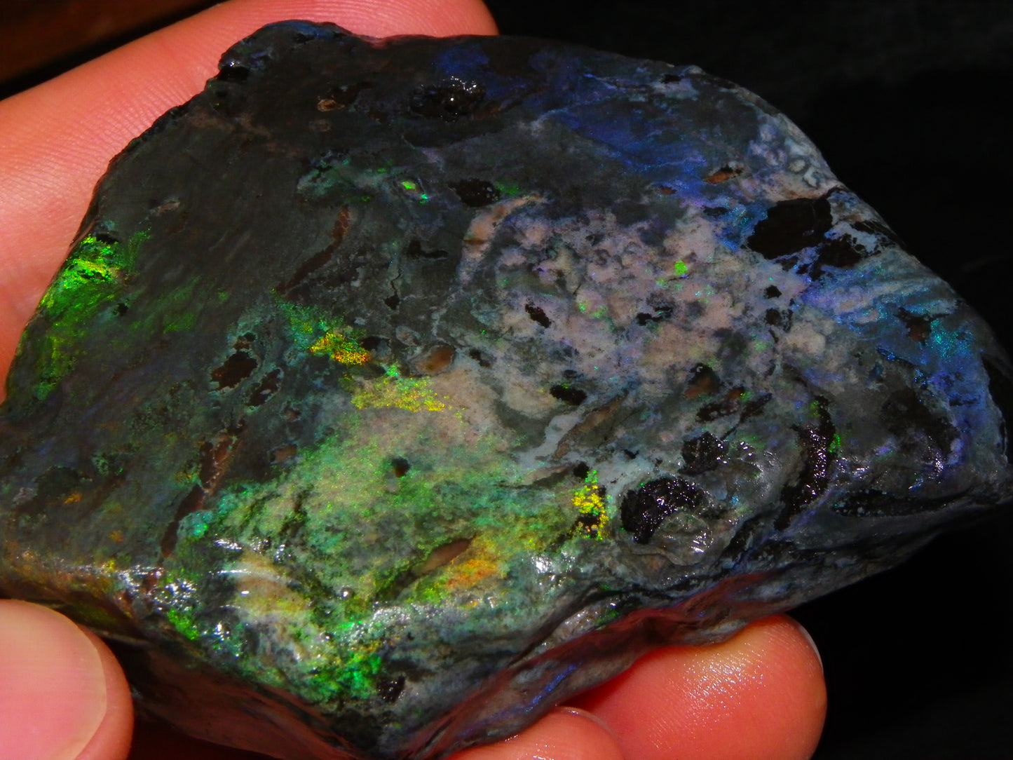 NIce Chunk Rough/Treated Andamooka Matrix Opal 628cts Multicolour Fires/Bars