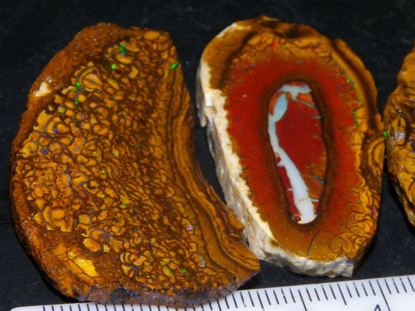 3 Nice Sliced Koroit Opal Rough/specimens 193.4cts Queensland Australia