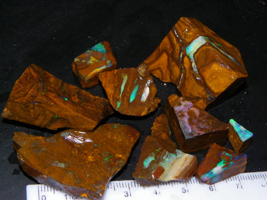 Nice Boulder opal Rough/sliced Parcel 407.4cts Veins/Fires Queensland Au