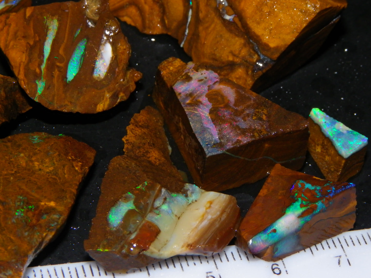 Nice Boulder opal Rough/sliced Parcel 407.4cts Veins/Fires Queensland Au