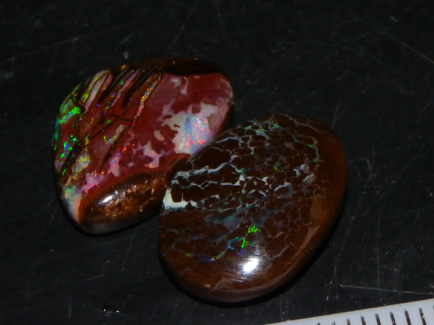 2 Nice Cut/Polished Queensland Matrix Opals 16.45cts Pink/Green Fires Australia