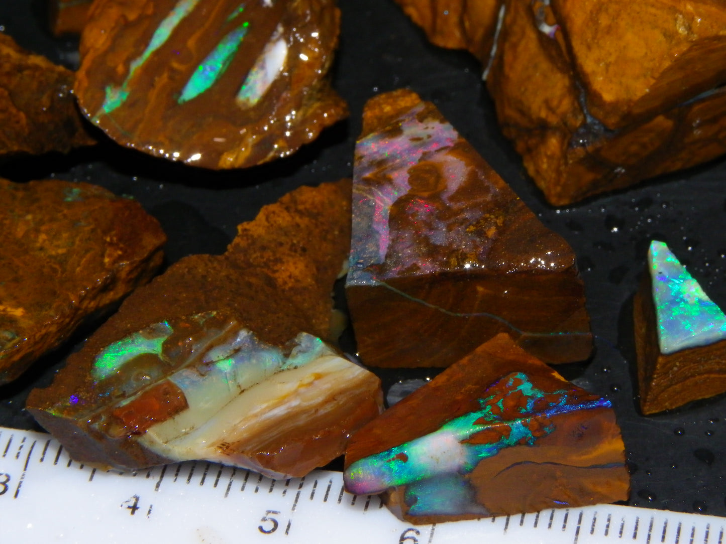 Nice Boulder opal Rough/sliced Parcel 407.4cts Veins/Fires Queensland Au