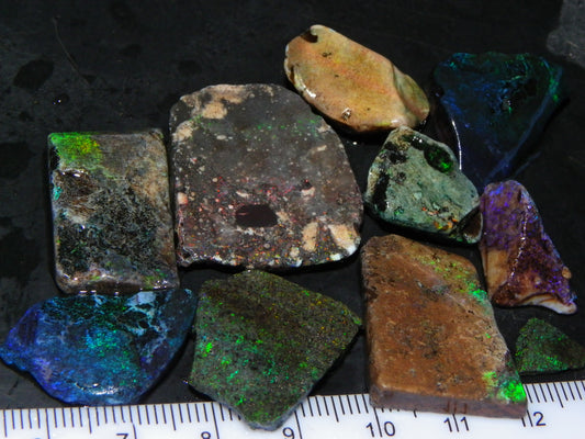 Nice Rough/sliced/Treated Andamooka Matrix Opals 143cts Blue/Green Fires :)