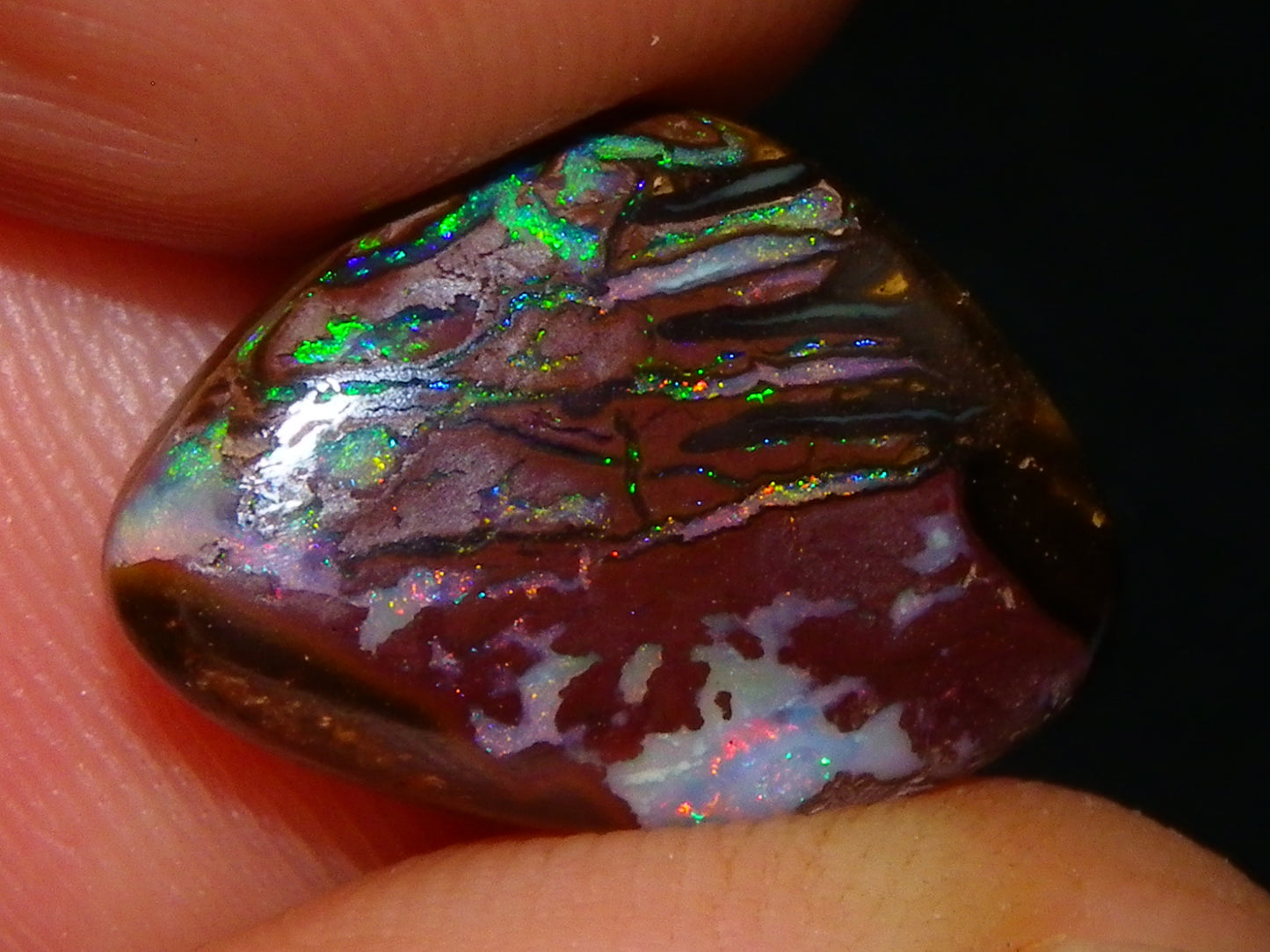 2 Nice Cut/Polished Queensland Matrix Opals 16.45cts Pink/Green Fires Australia