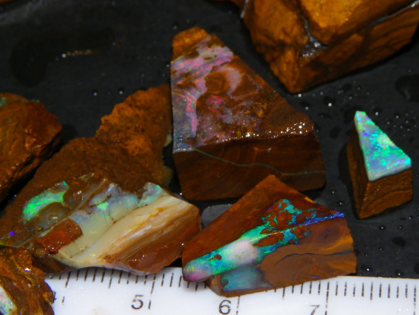 Nice Boulder opal Rough/sliced Parcel 407.4cts Veins/Fires Queensland Au