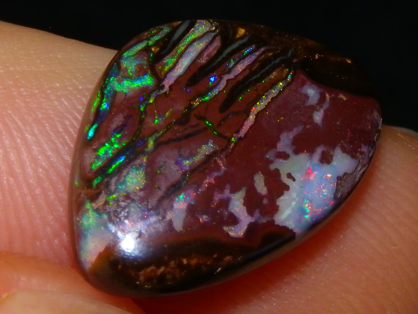 2 Nice Cut/Polished Queensland Matrix Opals 16.45cts Pink/Green Fires Australia