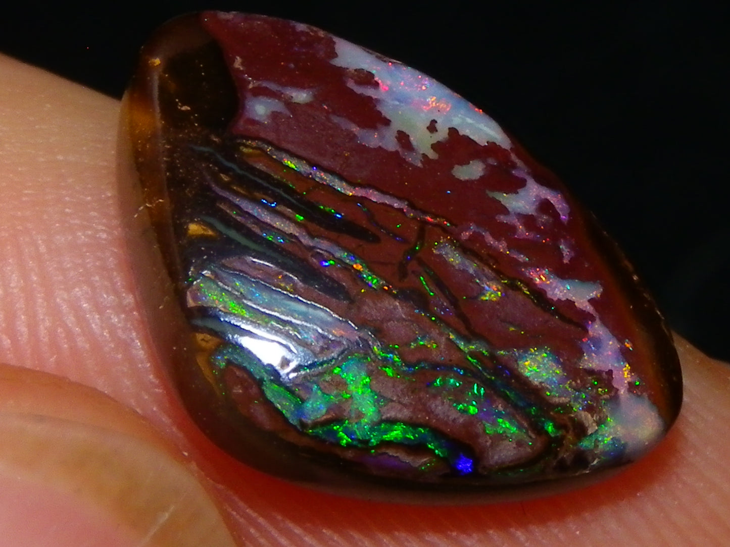 2 Nice Cut/Polished Queensland Matrix Opals 16.45cts Pink/Green Fires Australia