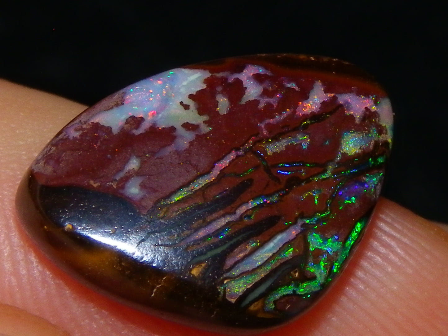 2 Nice Cut/Polished Queensland Matrix Opals 16.45cts Pink/Green Fires Australia