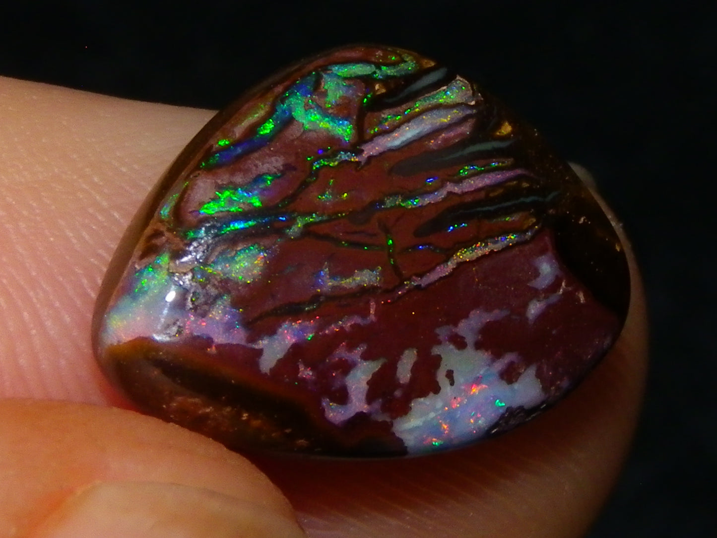 2 Nice Cut/Polished Queensland Matrix Opals 16.45cts Pink/Green Fires Australia