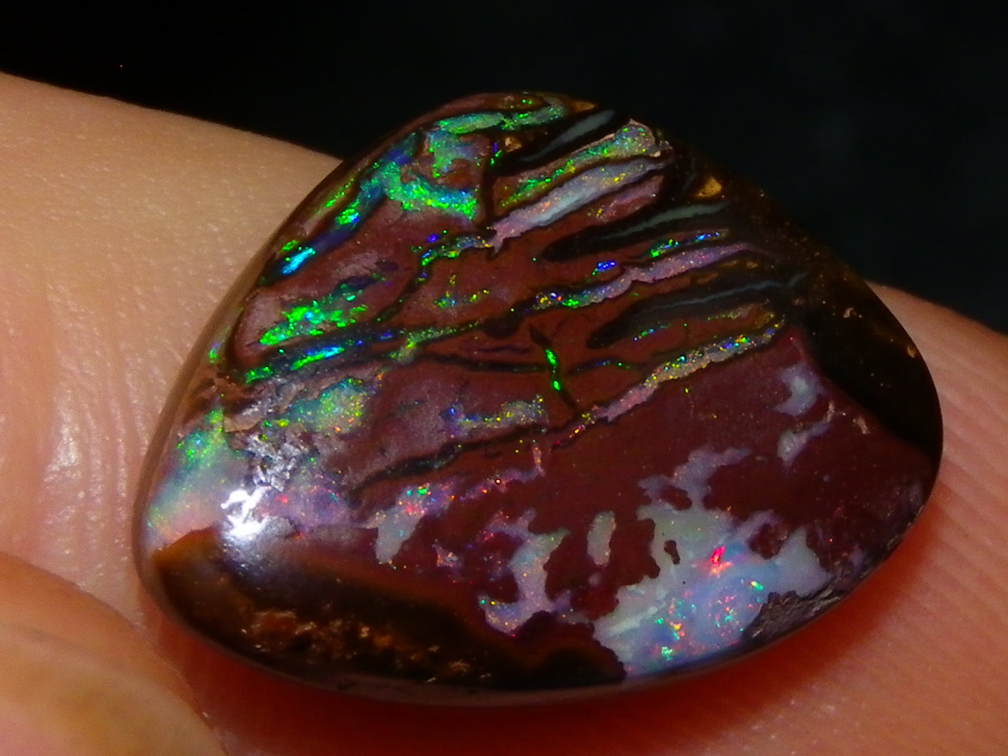 2 Nice Cut/Polished Queensland Matrix Opals 16.45cts Pink/Green Fires Australia