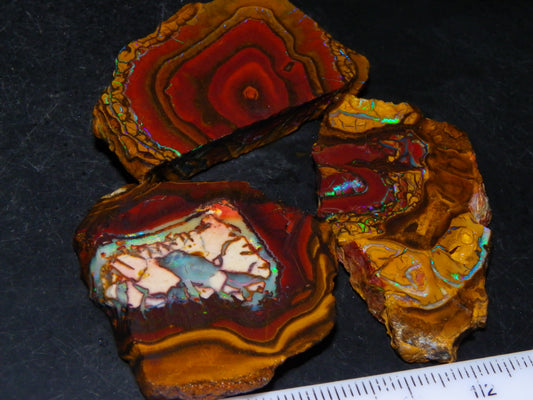 NIce Rough/Sliced Koroit Opals Nuts 260cts Patterns Fires Double sided :)