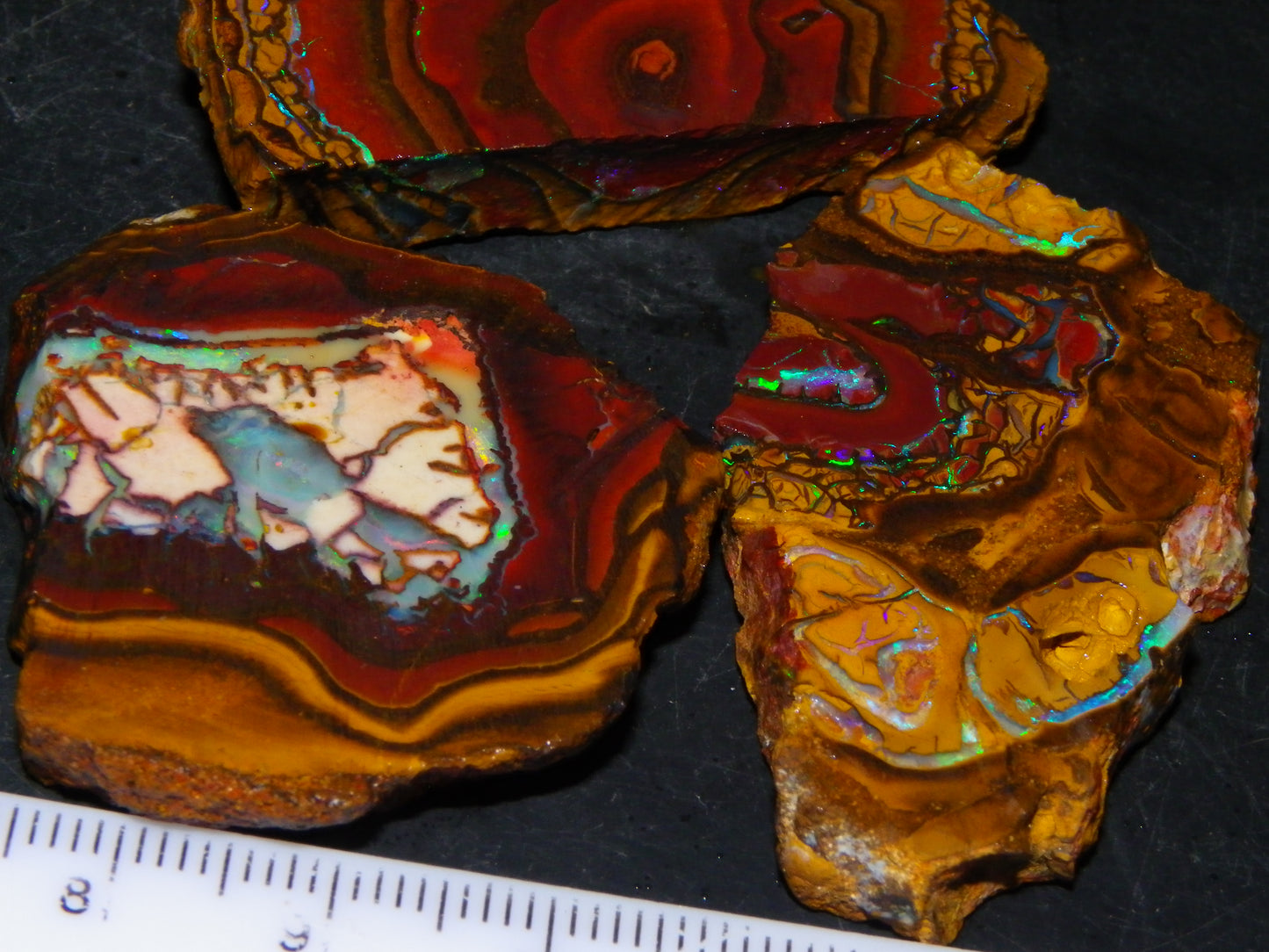 NIce Rough/Sliced Koroit Opals Nuts 260cts Patterns Fires Double sided :)