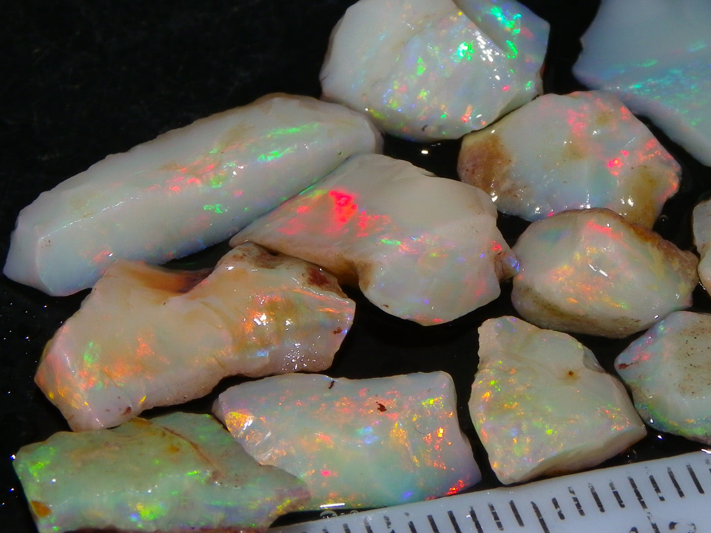 Nice Quality Rough Coober Pedy Opals 38.5cts Lots of Reds Light/White Base :)