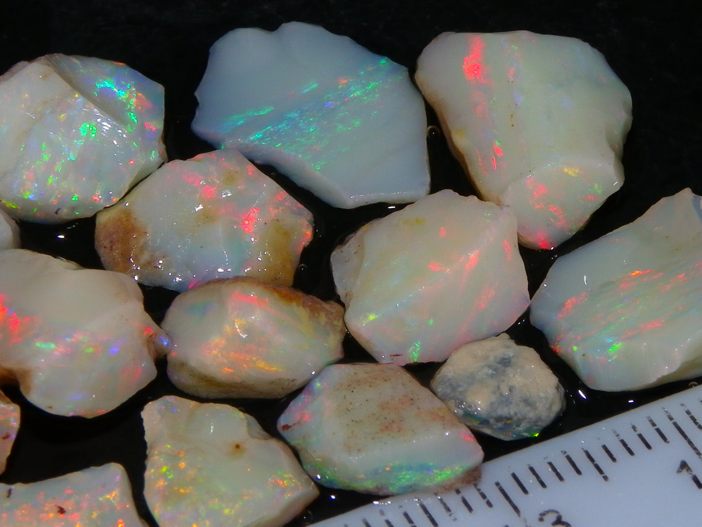 Nice Quality Rough Coober Pedy Opals 38.5cts Lots of Reds Light/White Base :)