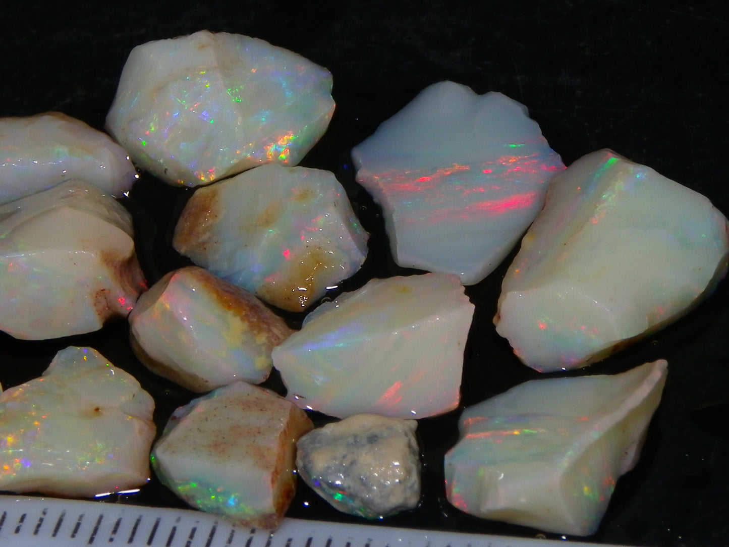 Nice Quality Rough Coober Pedy Opals 38.5cts Lots of Reds Light/White Base :)