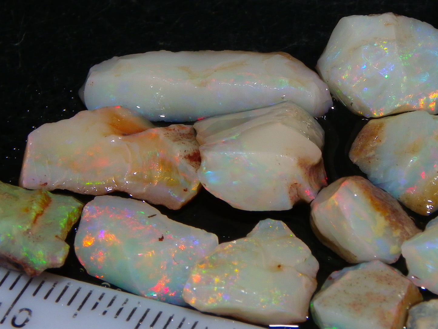 Nice Quality Rough Coober Pedy Opals 38.5cts Lots of Reds Light/White Base :)