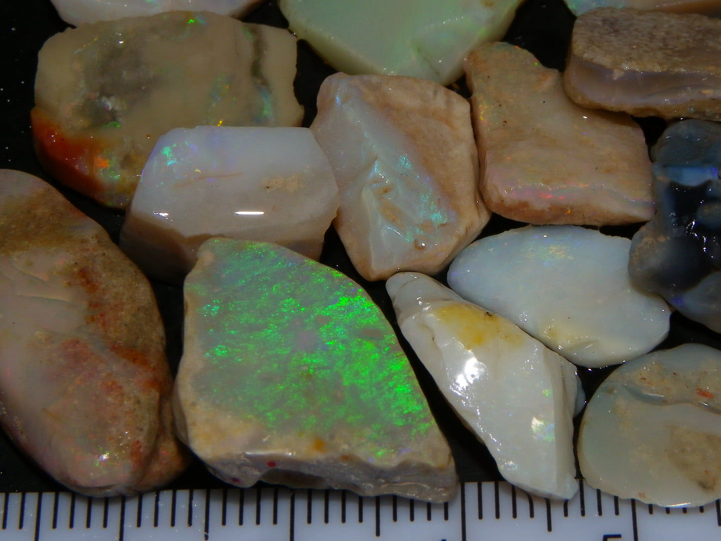 Nice Rubbed/Rough Opal Parcel 290cts Coober Pedy South Australia Fires Specimens