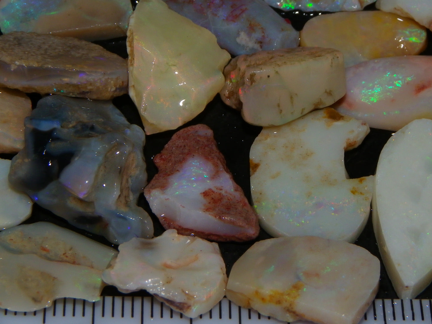 Nice Rubbed/Rough Opal Parcel 290cts Coober Pedy South Australia Fires Specimens