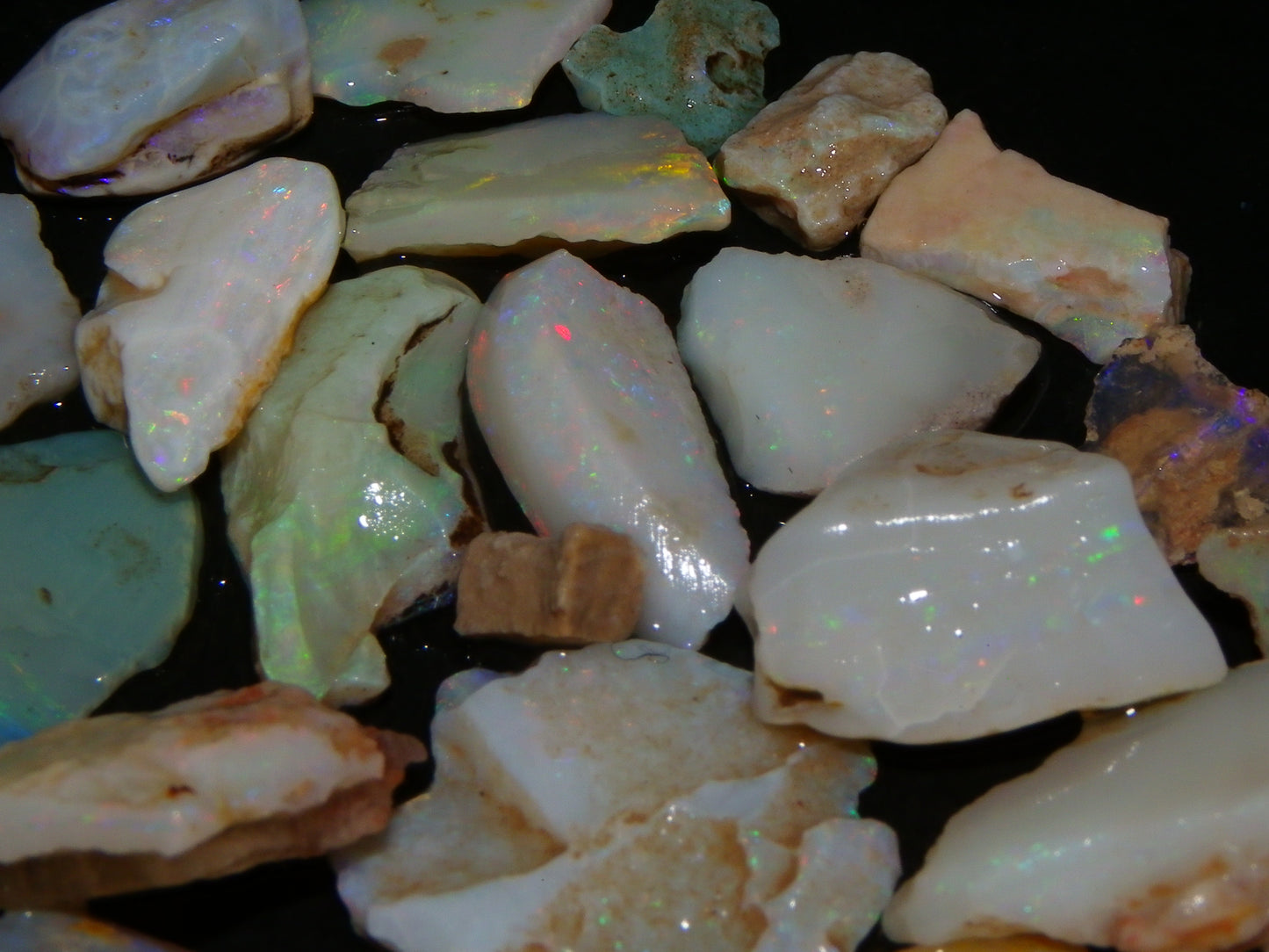 Nice Rubbed/Rough Opal Parcel 290cts Coober Pedy South Australia Fires Specimens