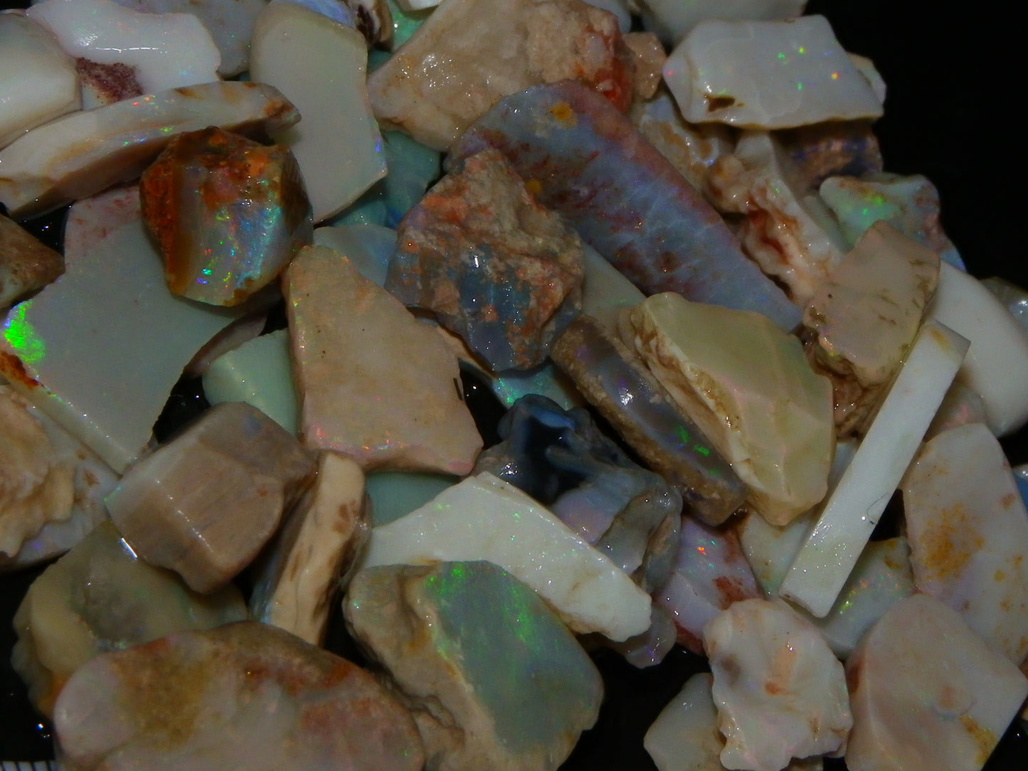 Nice Rubbed/Rough Opal Parcel 290cts Coober Pedy South Australia Fires Specimens