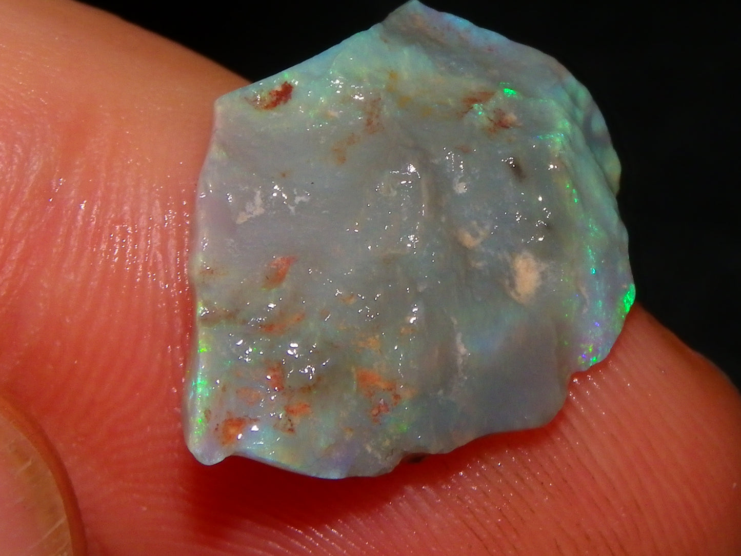 Nice Lightning Ridge Opal Rough Parcel 48.24cts Green/Blue/Red Fires Seam/Grey /Crystal