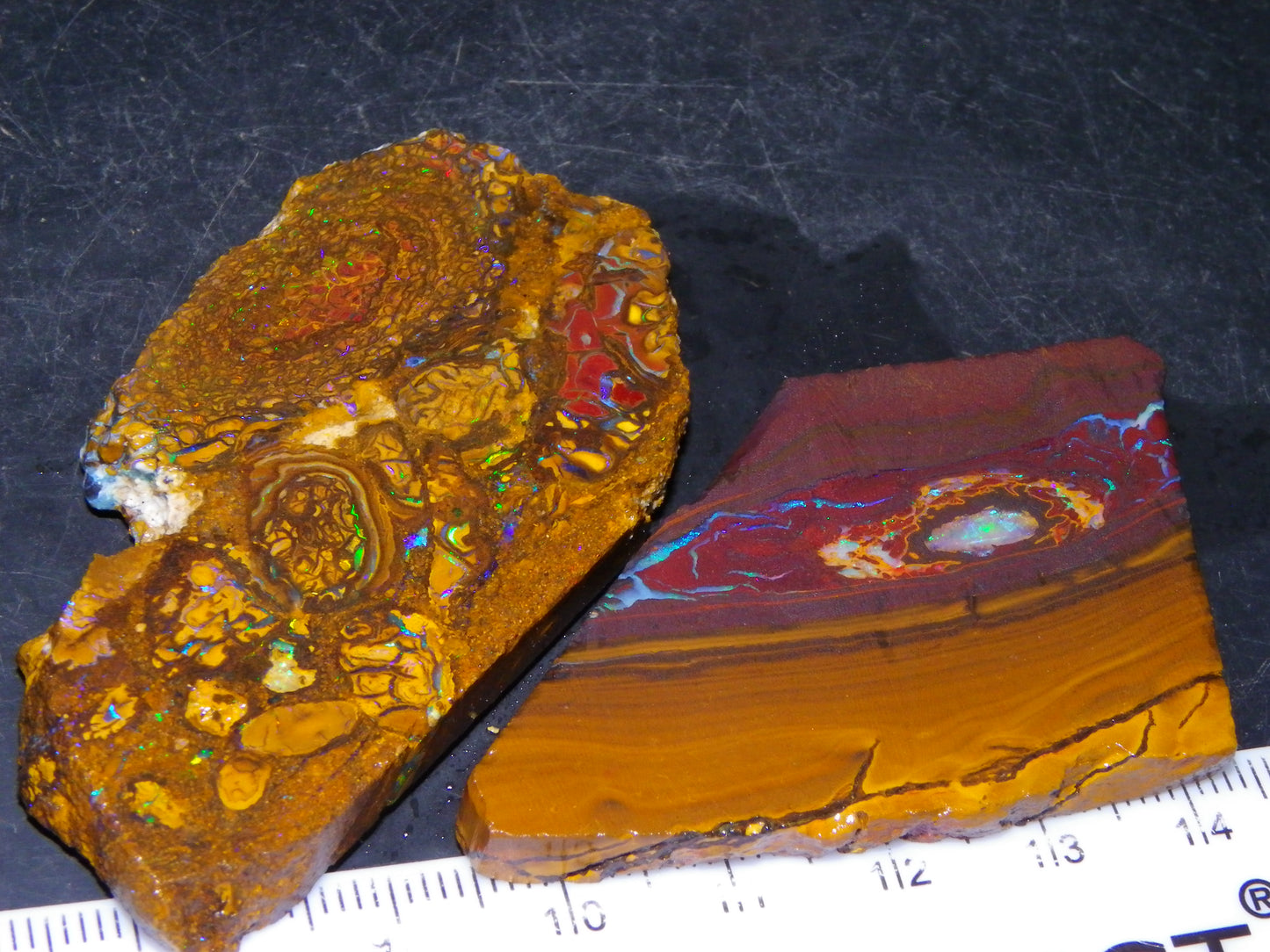 Nice Sliced/Rough Koroit Opal Parcel 236.6cts Patterns/Fires ironstones Queensland Au