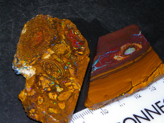 Nice Sliced/Rough Koroit Opal Parcel 236.6cts Patterns/Fires ironstones Queensland Au