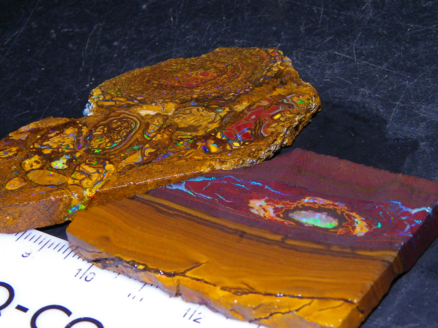 Nice Sliced/Rough Koroit Opal Parcel 236.6cts Patterns/Fires ironstones Queensland Au