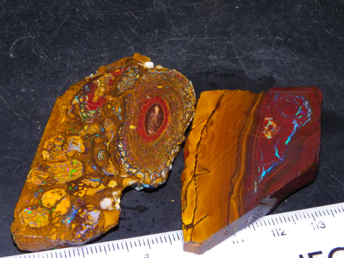 Nice Sliced/Rough Koroit Opal Parcel 236.6cts Patterns/Fires ironstones Queensland Au