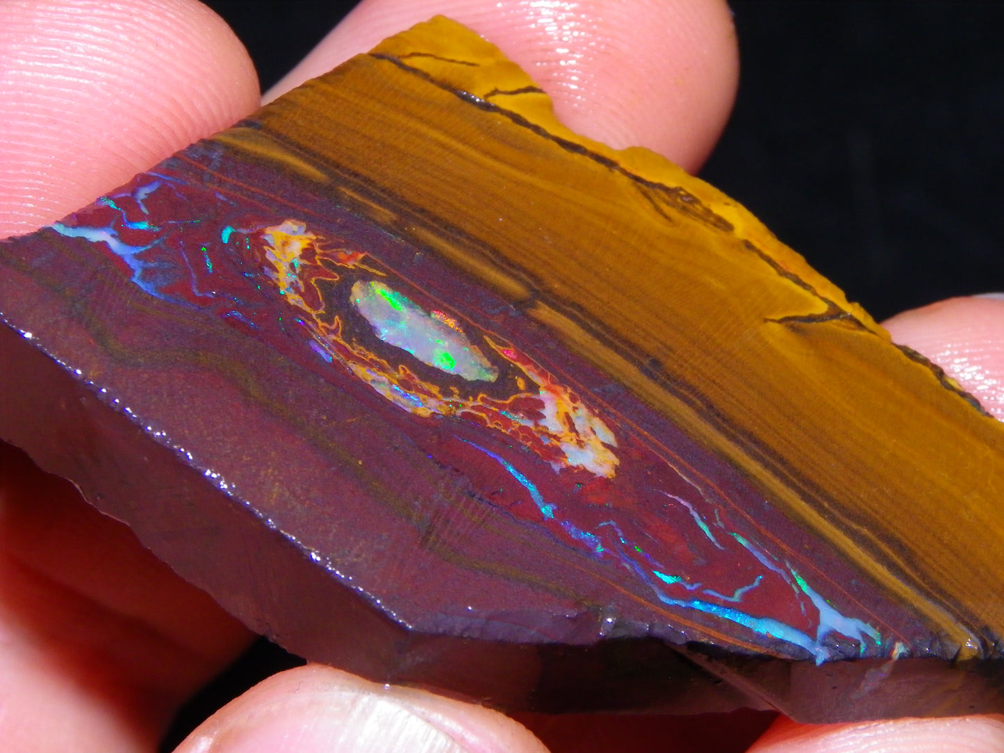 Nice Sliced/Rough Koroit Opal Parcel 236.6cts Patterns/Fires ironstones Queensland Au