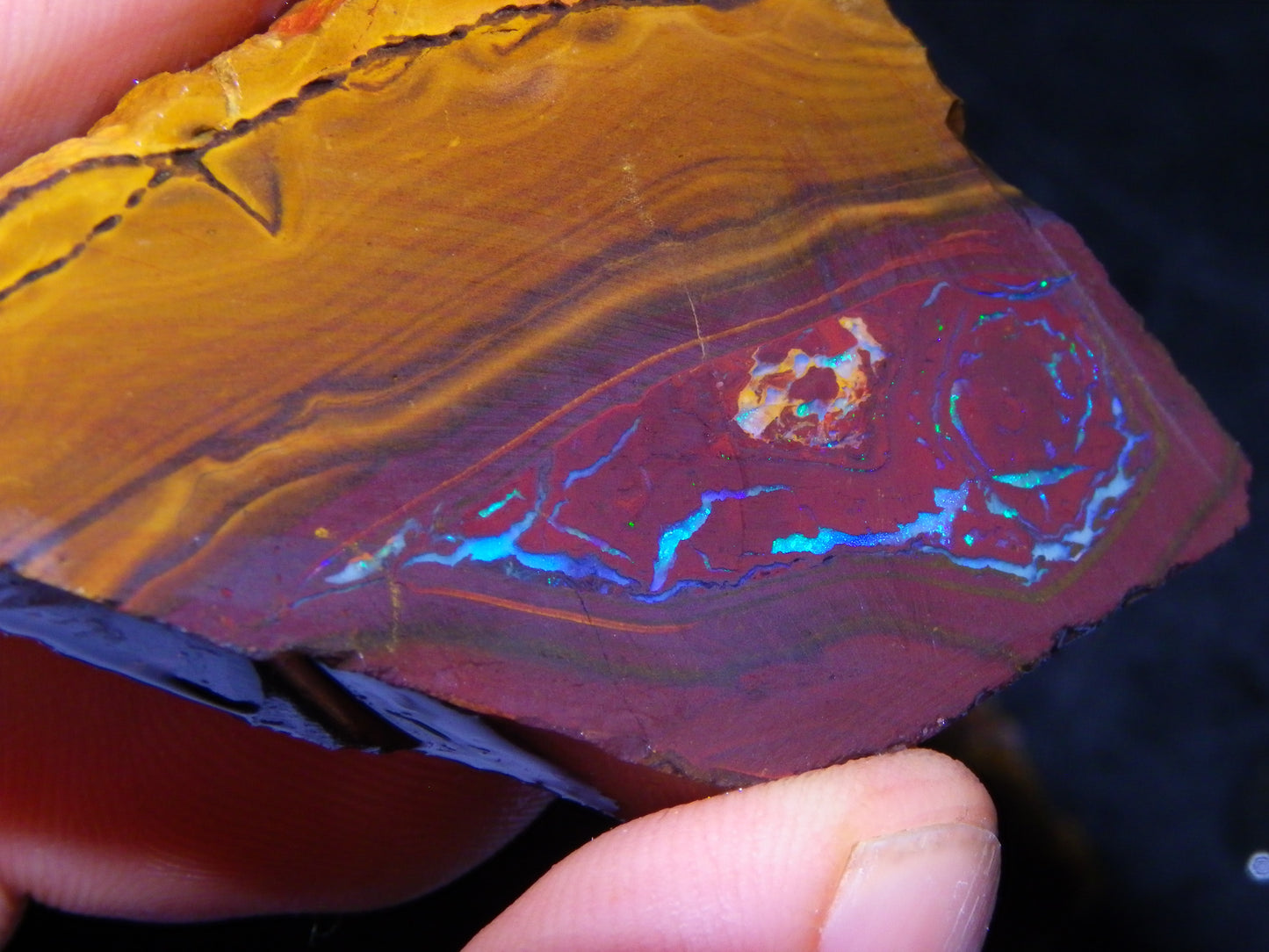 Nice Sliced/Rough Koroit Opal Parcel 236.6cts Patterns/Fires ironstones Queensland Au