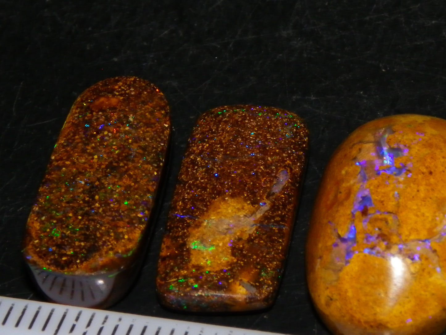 3 Cut Polished Boulder/Matrix Opals 29.5cts Pinfires/Crystal Ironstone Base :)