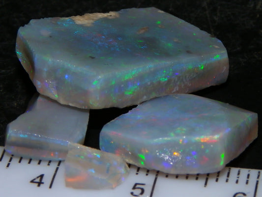 Nice Rough/Rubbed Mintabie Crystal Opal Parcel 20.3cts Multicolour Bars/Fires Australia (N)
