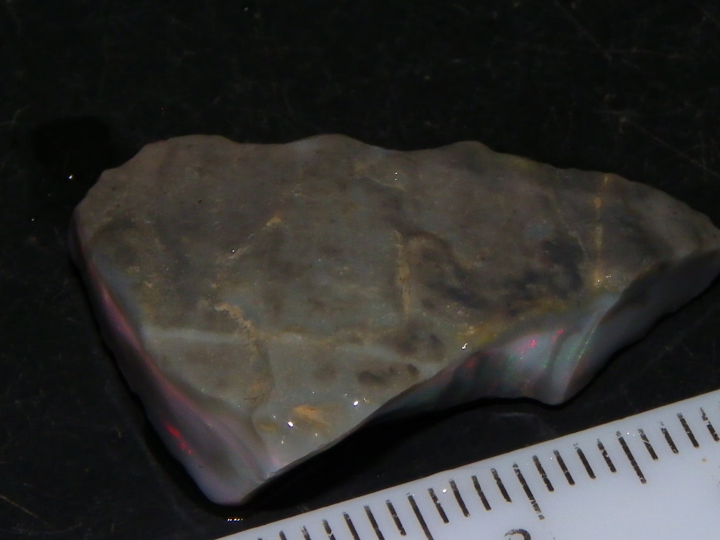 NIce Rough Lightning Ridge Seam Opal Specimen 20.05cts Grey/Light Base Pinks/Green Gamble