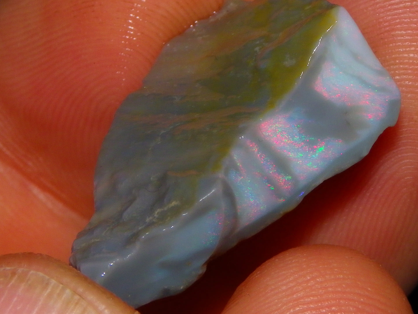 NIce Rough Lightning Ridge Seam Opal Specimen 20.05cts Grey/Light Base Pinks/Green Gamble